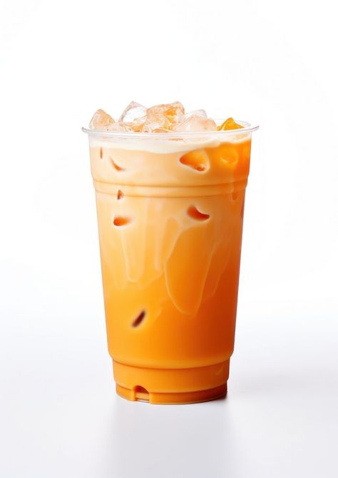 Thai Tea Cup, Thai Tea Aesthetic, Iced Milk Tea, Thai Milk Tea, Dream Cafe, Template Food, Ice Milk, Beverage Bottle, Thai Tea