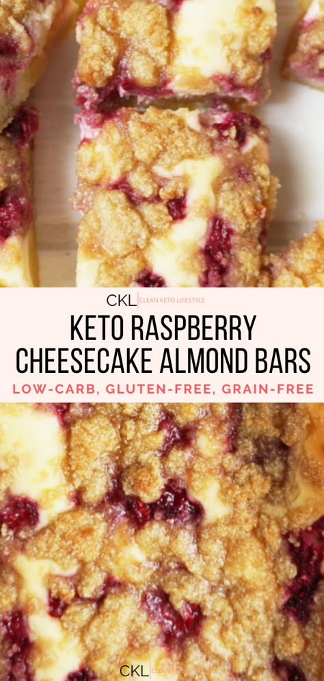 These Keto Raspberry Cheesecake Bars are going to be your new favorite keto dessert! They are a keto, low-carb, grain-free, gluten-free treat made to share with family and friends. Keto Sweets Desserts Easy, Keto Cherry Cheesecake Recipes, Keto Cranberry Cheesecake Bars, Low Carb Berry Desserts, Low Carb Raspberry Desserts, Keto Cheesecake Recipes Easy No Bake, Rasberry Desserts Keto, Low Carb Raspberry Recipes, Keto Cherry Pie Bars