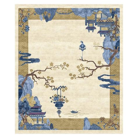 Free virtual rug fitting - just send us pics of your interior and we suggest you the best designs, shapes, sizes and colors. The Chinoiserie collection is inspired by ancient graphics and illustrations of Chinese origin, adapted to fuse seamlessly with a contemporary interior and is made up of Fine works of art handcrafted from exquisite silk yarns. The Riverhouse rug in Spring Garden embodies the rich culture of the orient, juxtaposing rich, saturated colors with a luxurious silk texture, creat Chinoiserie Rug, Modern Color Schemes, Weaving Rug, Scandinavian Rug, Fine Rugs, Silk Yarn, Carpet Design, Rectangular Rugs, Silk Rug