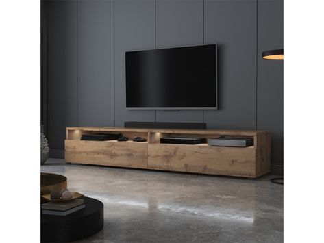 Mounted Tv Ideas Living Rooms, Grey Marble Floor, Lounge Room Design, Oak Tv Stand, Grey Tv Stand, Design Salon, Lounge Design, Lounge Room, Living Room Tv