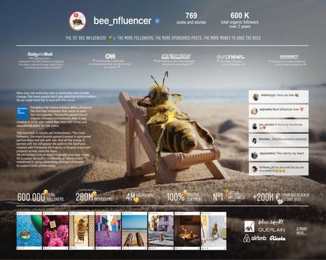 Fondation de France - Fondation de France - Bee Influencer | Clios Working Bee, How To Fix Credit, Advertising Awards, Heart Brand, Ad Of The World, Cannes Lions, Park Pictures, Sponsored Posts, Concept Board