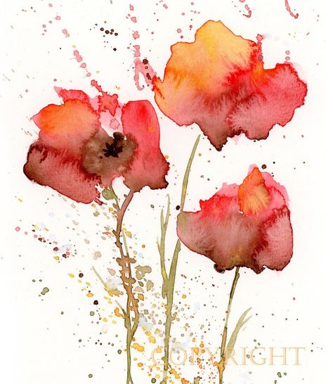 Poppy Flower Painting, Poppies Watercolor, Flowers Home Decor, Watercolor Flowers Tutorial, Flowers Wall Art, Poppy Painting, Diy Watercolor Painting, Flowers Home, Decor Flowers