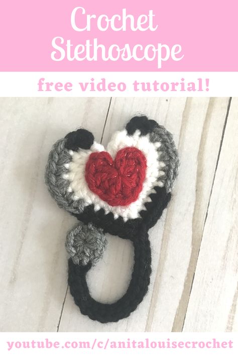 Crochet Stethoscope Pattern Free, Crochet Keychain For Nurse, Crochet For Nurses, Crochet Healthcare, Crochet For Nurses Gift Ideas, Medical Crochet Patterns, Crochet Hospital Gifts, Nursing Crochet Ideas, Crochet Stethoscope