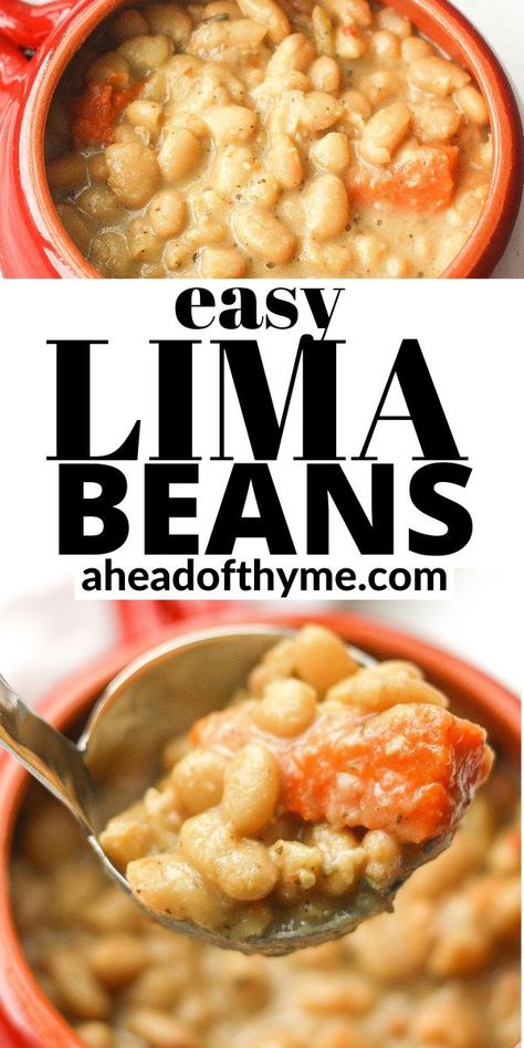 Lima Bean Recipes, Lima Bean, Lima Beans, Dried Beans, Bean Recipes, Vegetable Recipes, Thyme, Pot Recipes, Food Dishes