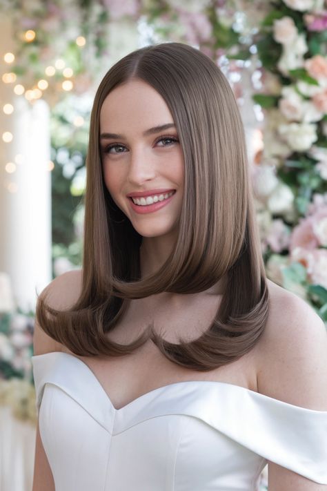 Embrace the beauty of straight hairstyles with this elegant bridesmaid style that showcases stunning long hair. The sleek finish adds sophistication and charm while maintaining a simple yet eye-catching appearance that's perfect for weddings. This gorgeous hairstyle is easy to achieve and complements any dress, making you the perfect addition to the bridal party. Get inspired with these straight hairstyles ideas! #straighthairstyles Straight Hairstyles Ideas, Elegant Straight Hairstyles, Bridesmaid Look, Bridesmaid Style, Hairstyles Ideas, Gorgeous Hair, Get Inspired, Dress Making, Straight Hairstyles