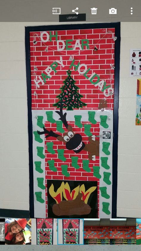 Christmas door 'Oh Dear' Christmas Doors, School Bulletin Boards, Christmas Door, Bulletin Boards, Advent Calendar, Doors, Holiday Decor, Christmas, Quick Saves