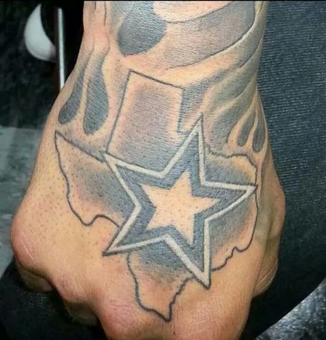 #CowboysNation                                                                                                                                                                                 Mehr Dallas Cowboys Tattoos Men, Cowboys Star Tattoo, Texas Tattoo For Men, Dallas Texas Tattoo, Cowboys Tattoo, Dallas Cowboys Tattoo, Dagger Tattoos, Dallas Tattoo, Black Heart Tattoos