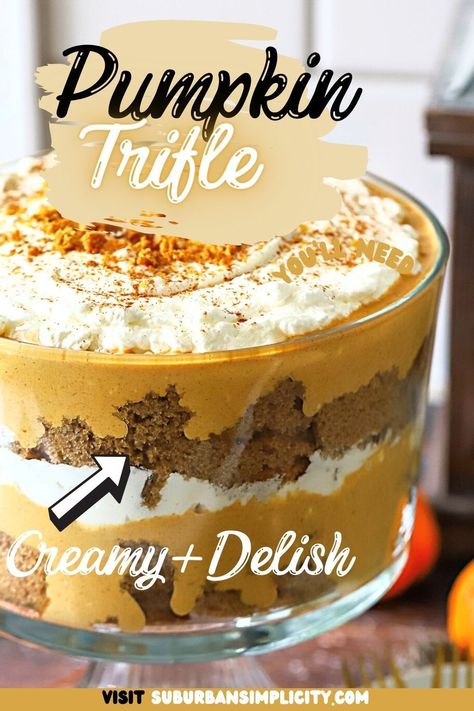 Pumpkin Trifle Desserts Spice Cake, Pumpkin Spice Cake Trifle, Spice Cake Pumpkin Trifle, Easy Pumpkin Cream Trifle, Triffle Desserts Pumpkin, Pumpkin Cream Cheese Trifle, Pumpkin Pie Trifle Desserts, Pumpkin Cheesecake Trifle Recipe, Pumpkin Pie Trifle Recipes