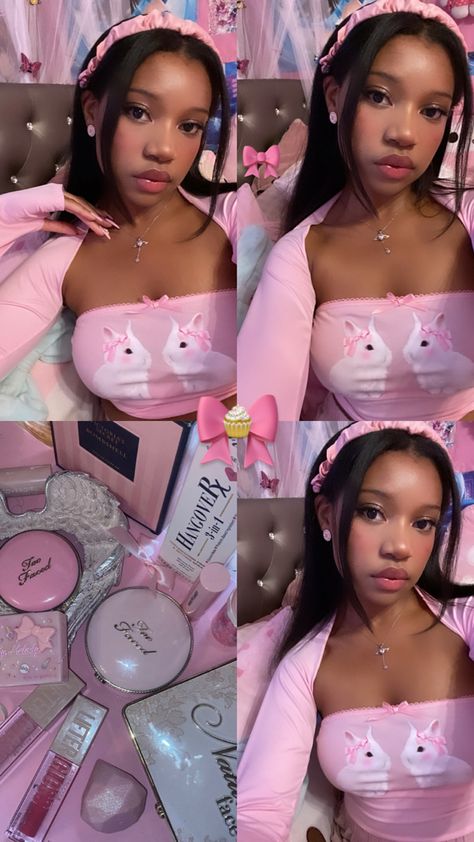 Pink Aesthetic Black Women, Girly Black Women, Feminine Aesthetic Black Women, Pink Girly Things Princesses, Kawaii Black Women, Pretty Pink Princess, Cool Makeup Looks, Diy Vetement, Pastel Outfit