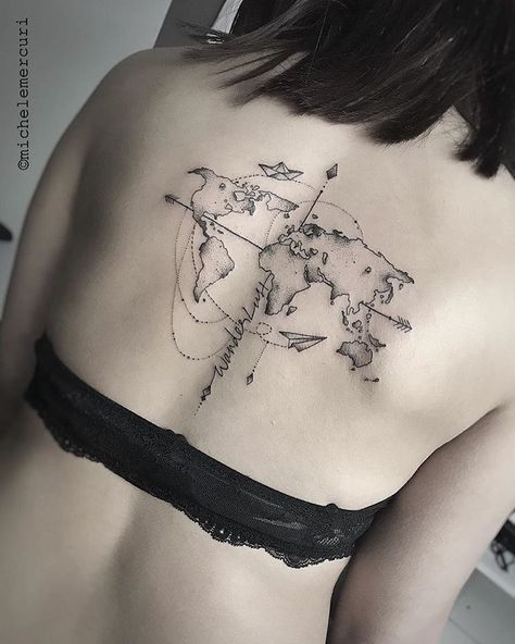 World Map Tattoo, World Map Tattoos, Globe Tattoos, Map Tattoo, Adventure Tattoo, Tatuagem Masculina Pequena, Map Tattoos, Cat Tattoos, Tiny Tattoo