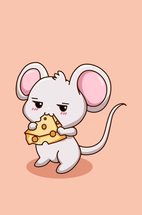 Cute and funny little mouse with cheese animal cartoon illustration Cute Mouse Wallpaper, Mouse Cute Drawing, Cute Cheese Drawing, Kawaii Mouse Drawing, Cute Mouse Cartoon Drawing, Drawing Mice Cute, Chibi Mouse, Cheese Cartoon Cute, Cute Mouse Drawing