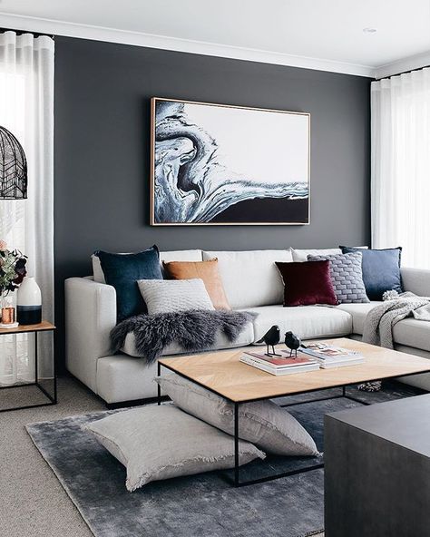 Tarina Lyell (@oh.eight.oh.nine) • Instagram photos and videos Small Apartment Decorating Living Room, Ruang Tv, House Colour, Designer House, Grey House, Small Apartment Living Room, Colour Theme, Small Apartment Living, Living Room Decor Modern