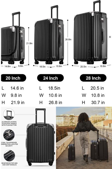 I have these and they are the best suitcasses I have ever owned. So sterdy and spacious, each of the sizes are perfect for different occasions. Luggage Suitcase, Suitcase Set, Tsa Approved, Carry On Suitcase, Hand Luggage, Amazon Fashion, Carry On, Wheel