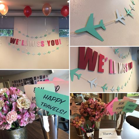 #farewell #goodbye #farewellparty #vonvoyage #goingawayparty Happy Journey Decoration Ideas, Bon Voyage Party Decorations, Goodbye Party Decorations, Farewell Theme Ideas, Leaving Party Ideas, Goodbye Party Ideas Moving, Farewell Decoration Ideas, Farewell Party Ideas Decoration, Farewell Party