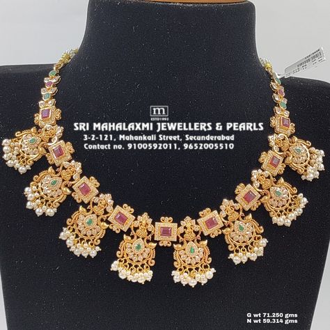 Newly Added Collection Ashtalakshmi Necklace . Visit Our Showroom For Widest Range of Gold And Diamond Jewellery at Wholesale Prices. Call/WhatsApp us on 9100592011, 9652005510 For Video Call Shopping. FREE SHIPPING AVAILABLE IN INDIA AND USA. www.srimahalaxmijewellers.in #SriMahalaxmiJewellers #MahalaxmiJewellers #NakshiJewellery #Ashtalaxminecklace #SouthIndianJewellery #DiamondJewellery Ashtalakshmi Necklace, Ruby Necklace Designs, Churidar Neck, Churidar Neck Designs, Jewelry Design Drawing, South Indian Jewellery, Diamond Jewel, Ruby Necklace, Gold Necklace Designs