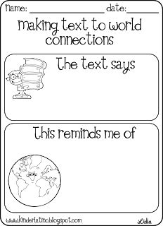 Classroom Freebies: Text to World Connections Text To World Connections, Reading Connections, Text Connections, Text To World, Text To Self Connection, Text To Text, Text To Text Connections, Text To Self, Writers Workshop