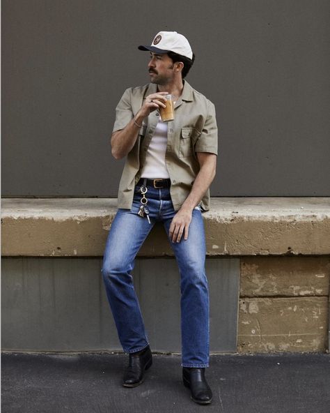 Workwear Mens Fashion, Gentleman Closet, Workwear Outfit Men, Casual Cowboy Outfit Men, Country Outfits Men, Western Outfits Mens, Workwear Fashion Men, Cowboy Outfit Men, Cowboy Outfit For Men