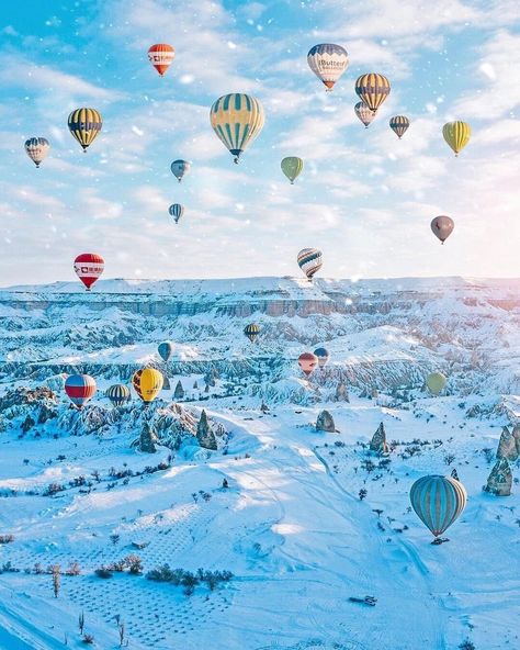 Travel + Leisure on Instagram: “A rocky landscape of natural wonders, Cappadocia is Turkey's very own fairytale kingdom. Find out why flying over the region in a hot air…” Turkey Photos, Winter Air, Cappadocia Turkey, Hot Air Balloon Rides, Air Balloon Rides, Miyagi, Hot Air Balloons, Air Balloons, Travel And Leisure