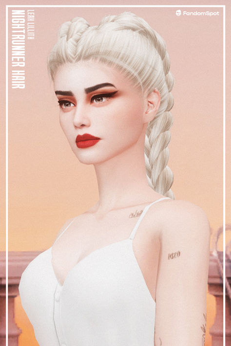 Braids hairdo in alpha CC style for your female sims Sims 4 Dutch Braids, Hair Ts4, Basic Hairstyles, Female Sims, Alpha Cc, Dutch Braids, Single Braid, Braided Hairdo, Luscious Hair