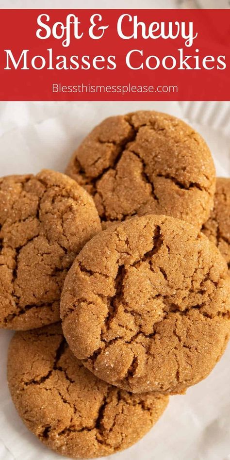 Old fashioned molasses cookies that are perfectly spices and stay soft and chewy when baked. You'll love this recipe! #baking #molasses #spiced #ginger #cookies Old Fashioned Molasses Cookies Soft, Soft Molasses Cookie Recipe, Bread In A Can, Molasses Cookie Recipe, Old Fashioned Molasses Cookies, Molasses Bread, Easy Holiday Baking, Molasses Cookie, Soft Ginger Cookies