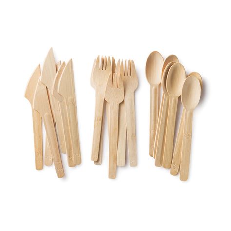 Bamboo cutlery Bamboo Flatware, Bamboo Utensils, Disposable Cutlery, Wooden Fork, Wooden Cutlery, Bamboo Plates, Plastic Cutlery, Bamboo Crafts, Organic Forms