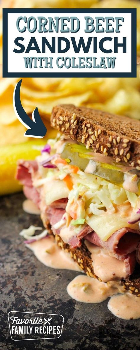 Corned Beef Sandwich is a really tasty Irish sandwich, especially when they are made with our homemade Russian dressing! Just one bite and your luck will change for the better! When it comes to a Corned Beef Sandwich, this one definitely has my own unique personal twist. If you want to make this more like a traditional Rueben sandwich, just swap out the coleslaw for sauerkraut. I use coleslaw and some sliced pickles so that I can actually enjoy this yummy sandwich. Corned Beef Sandwich Ideas Rye Bread, Deli Corned Beef Recipes, Corn Beef Sandwiches Recipes, Corned Beef Sandwich Ideas, Leftover Corned Beef Recipes, Corn Beef Sandwich, Corned Beef Sandwich Recipe, Sandwich With Coleslaw, Corned Beef Sandwiches