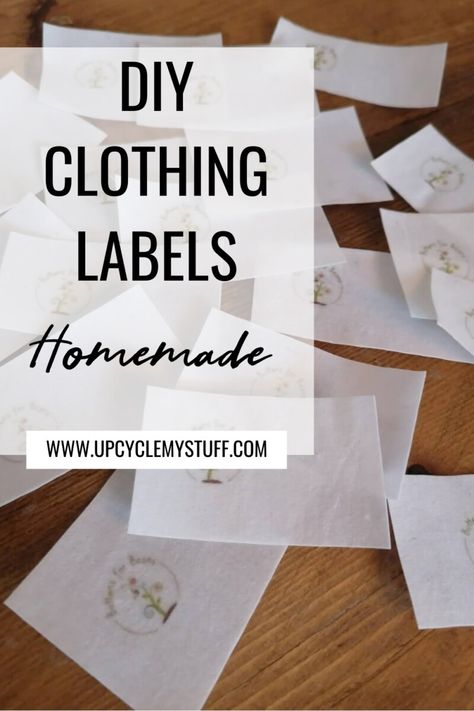 Create your own sew in fabric labels for your handmade products or homemade gifts. This easy tutorial shows you how you can upcycle any clean cotton fabric (such as pillowcases and sheets) to make your own DIY sewing labels to attach to clothing, bags, pouches or any other item you make that would look nice with a fabric label. You can even use this technique to add name labels on kid's clothes! Make Clothes Labels | DIY Fabric Tags | Sewing Project | Upcycling & Repurposing Clothes Labels, Make Your Own Labels, Clothing Labels Design, Old Sheets, Craft Label, Custom Clothing Labels, Iron On Labels, Business Labels, Sewing Labels