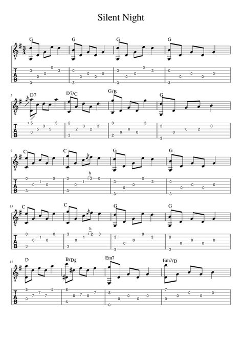 Silent Night - FINGERSTYLE GUITAR Silent Night Guitar Tab, Fingerstyle Guitar Tabs, Fingerpicking Guitar, Fingerstyle Guitar Lessons, Christmas Guitar, Guitar Teaching, Guitar Tabs Acoustic, Music Basics, Guitar Tabs Songs