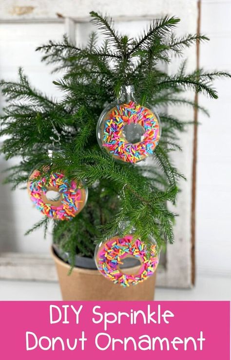 Sprinkles Ornaments, Gnome Painting, Donut Ornament, Diy Sprinkles, Cupcake Ornament, Sprinkle Cupcakes, Sprinkle Donut, Craft Festival, Ornament Diy