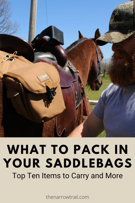 Horse Trail Riding Gear, Work Out For Saddle Bags, Trail Riding Outfit, Horse Saddle Bags Trail Riding, Horse Camping Checklist, Camping With Horses Checklist, Horse Camping, Riding Ideas, Camping With Horses Trail Riding