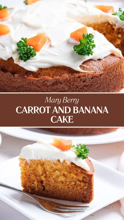 Mary Berry Carrot And Banana Cake Carrot Cake With Banana, Carrot Banana Cake Recipe, Banana And Carrot Cake, Carrot And Banana Cake, Carrot And Banana Cake Recipe, Banana And Carrot Cake Recipe, Banana Bread Carrot Cake, Banana Carrot Cake Recipe, Healthy Banana Carrot Cake