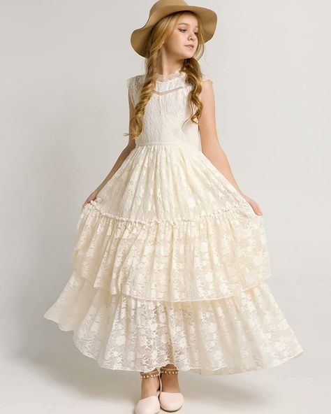 Amazon.com: BIBIHOU Girls Flower Girl Dress, Toddler Tulle A-Line Backless Wedding Party Maxi Dress,10 Years : Clothing, Shoes & Jewelry Formal Flower Girl, Girls Holiday Dresses, Elegant Embroidery, Backless Wedding, Embroidery Lace, Holiday Dress, Girls Toddler, Lace Maxi, Flower Girl Dress