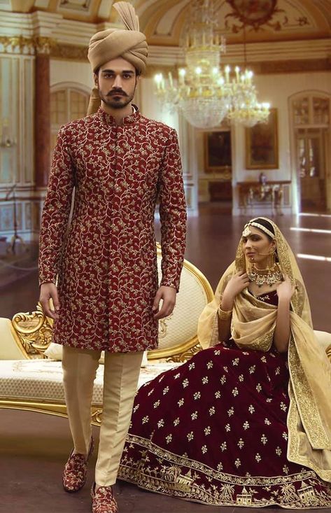 #RiciMelion #FinestMenswear #Luxury #Fashion #Bespoke #Suits #Sherwani #PrinceCoat #Reception #Wedding #Groom #Bespoke #FashionPakistan #Tailoring Indian Wedding Outfits For Men, Maroon Sherwani, Large Men Fashion, Indian Groom Dress, Man Dress Design, Eastern Wear, Sherwani For Men Wedding, Groom Dress Men, Wedding Outfits For Groom