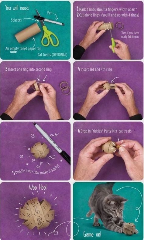 Diy Jouet Pour Chat, Diy Cat Toys Easy, Katt Diy, Diy Chat, Kat Haken, Katt Grejer, Kat Diy, Chat Diy, Homemade Cat Toys