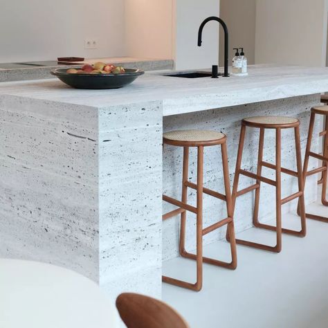 Elevate your space with our Amiens barstools in walnut, perfectly complementing travertine surfaces. Their rich, warm tones and elegant design bring a touch of sophistication to any setting. Cheers to stylish dining! 🥂 Natural Wood Bar Stools, Kitchen High Chairs, Stool Bar Chair, Elegant Bar Stools, Classic Bar Stools, Elegant Bar, Retro Bar Stools, Rattan Bar Stools, Retro Bar