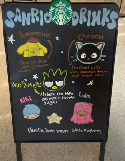 Kuromi Starbucks Drink, Sanrio Starbucks, Paradise Drink, Vanilla Bean Frappe, Starbies Drinks, Kitty Videos, Drink Starbucks, Coffee Designs, Starbucks Orders