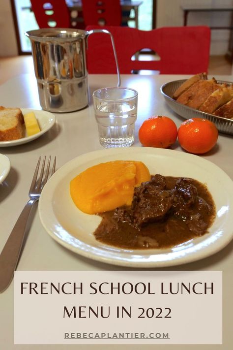 French Lunch Recipes, French Lunch Ideas, French School Lunch, Elementary School Lunch, French Lunch, School Lunch Menu, Daycare Meals, School Menu, Daycare Menu