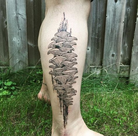 Mushroom Mycelium Tattoo, The Last Of Us Mushroom Tattoo, Fungal Tattoo, Tree Mushroom Tattoo, Goblincore Tattoo Sleeve, Swamp Tattoo Sleeve, Mushroom Cluster Tattoo, Turkey Tail Mushroom Tattoo, Shelf Mushroom Tattoo