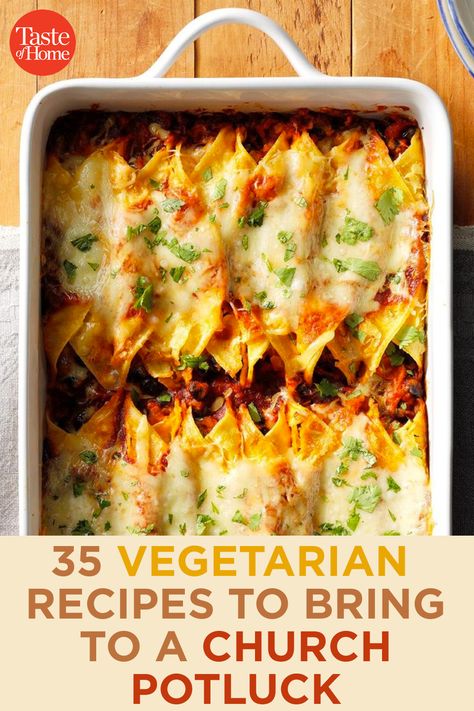 35 Praiseworthy Vegetarian Potluck Recipes Taste Of Home Vegetarian Recipes, Best Potluck Vegetables, Vegetarian Group Meals, Sda Potluck Recipes, Vegetarian Recipes Make Ahead, Gluten Free Vegetarian Potluck Recipes, Vegetarian Meal For A Crowd, Easy Summer Meals Vegetarian, Vegan Dinner Casserole Recipes