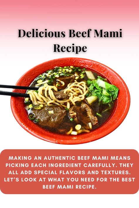 Delicious Beef Mami Recipe | Easy Filipino Noodle Soup |Beef Mami Mami Recipe, Beef Mami, Filipino Noodles, New England Winter, Noodle Soups, Soup Beef, Leftover Beef, England Winter, Beef Noodle Soup