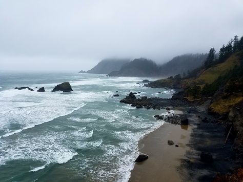 Ecola State Park to Indian Beach Oregon Beach Forest Aesthetic, Pnw Coast Aesthetic, Aesthetic Oregon Pictures, Washington Beach Aesthetic, Pacific Northwest Coast, Pnw Beach Aesthetic, Ocean Coast Aesthetic, West Coast Beach Aesthetic, Seaside Oregon Aesthetic