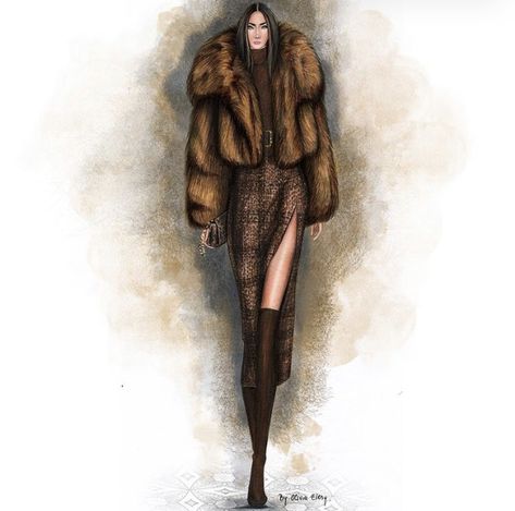 Fashion Illustration Portfolio, Fashion Sketchbook Inspiration, Fashion Design Classes, Fashion Model Sketch, Fur Coat Fashion, Model Sketch, Fashion Drawing Tutorial, Fashion Design Collection, Fashion Sketchbook