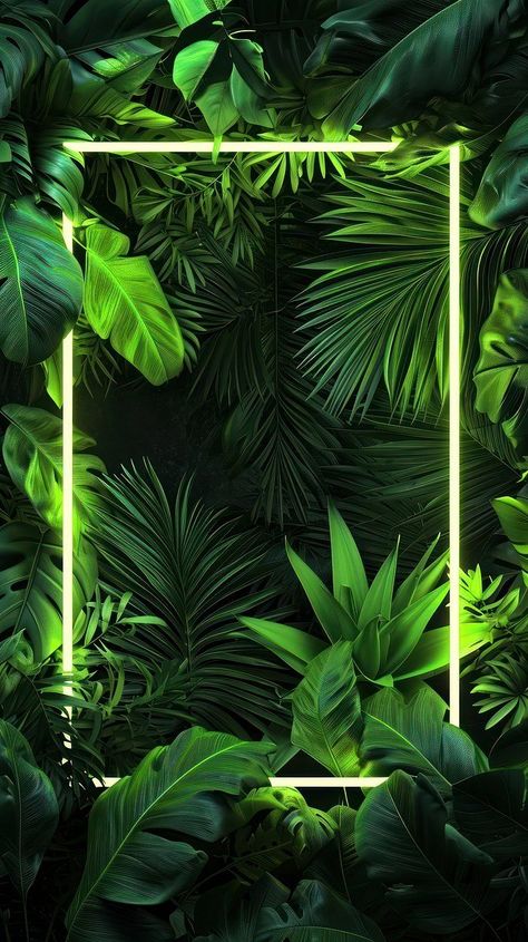 Iphone Plant Wallpaper, Jungle Drawings, Leaf Iphone Wallpaper, Leaves Iphone Wallpaper, Iphone Wallpaper Neon, Iphone Neon Wallpaper, Green Wallpaper Iphone, Iphone Wallpaper Dark, Neon Frame