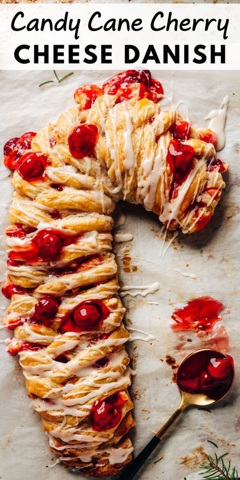 Puff Pastry Candy Cane Danish, Cherry Pastry Recipes, Cherry Cheese Danish Recipe, Dessert With Cream Cheese, Cherry Cheese Danish, Kringle Recipe, Almond Crusted Salmon, Puff Pastry Dessert, Roast Beef Sandwich Recipes