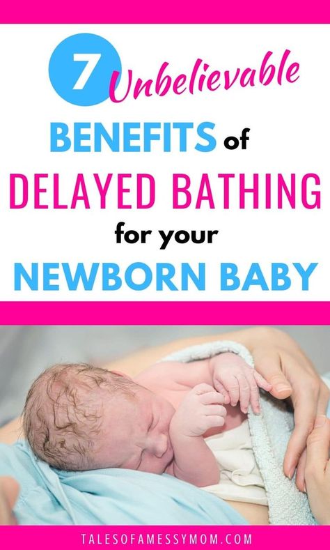 7 benefits to delaying your newborn baby's first bath after birth. Why new moms should skip the hospital bath for their baby and be sure to rub the vernix in. Add this newborn care tip to your birth plan. #babysfirstbath #babybath #newborn #babytips #newmomtips #birthplan #newborncare Holistic Birth, Bath Benefits, Newborn Tips, Newborn Bath, Pumping Moms, Baby Sleep Problems, Natural Parenting, Baby Care Tips, Birth Plan