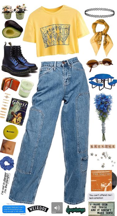 Cute Outfits Arty, Aquarius Aesthetic Fashion, Retro 80s Outfits Aesthetic, Aquarius Looks, Artsy Spring Outfits, Outfit Ideas Artsy, Aquarius Outfit Ideas, Aquarius Outfits Style, Retro Jeans Outfit