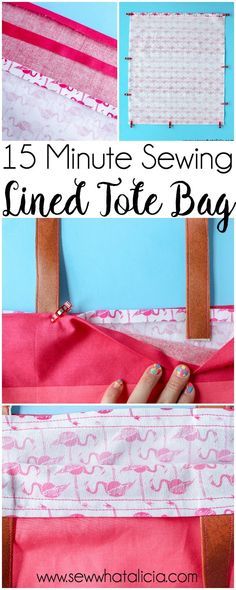 How to Make a Tote Bag: This installment of the 15 minute sewing series has us creating an easy lined tote bag. This is a great beginner sewing project. Newbies will learn to create an easy tote pattern. Click through for the full tutorial. | www.seewwhatalicia.com Beginners Sewing, Sewing 101, Sew Ins, Beginner Sewing, Beginner Sewing Projects Easy, Leftover Fabric, Tote Pattern, Bags Tutorial, Sewing Projects For Beginners