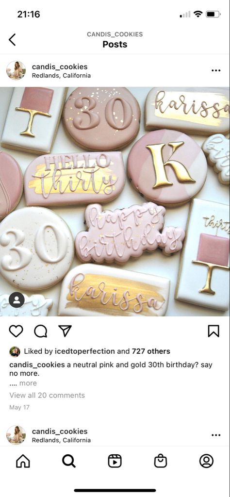 Thirty Cookies Decorated, 30th Birthday Cookies Decorated, Rose Gold Cookies Decorated, 40th Birthday Sugar Cookies, 30th Birthday Cookies For Woman, Rose Gold Cookies, Pink And Gold Cookies, Sweet Sixteen Cookies, Flooded Cookies