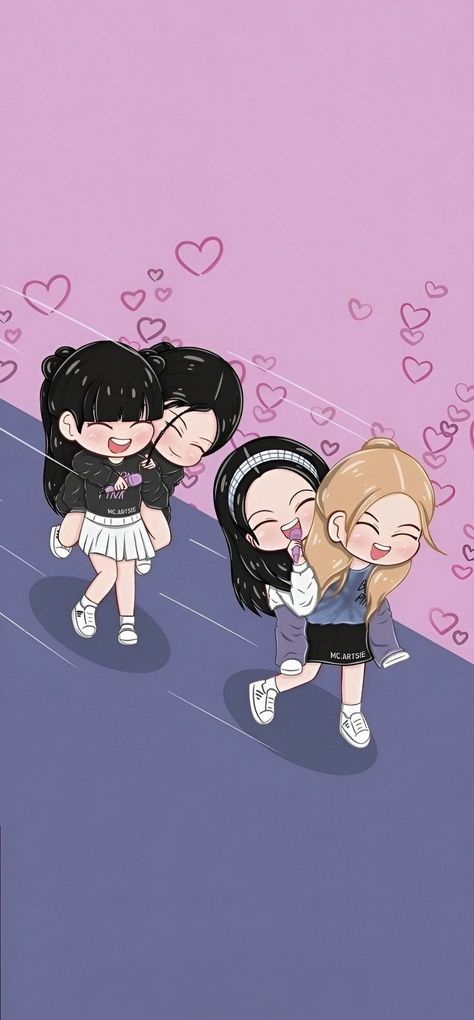 Blackpink In Anime, Blackpink Pink Wallpaper Aesthetic, Cute Wallpapers Blackpink, Blackpink Animated Wallpaper, Blackpink Cute Drawing, Blackpink Painting Ideas, Blackpink Anime Cute, Blackpink Cartoon Wallpaper, Blackpink Chibi Wallpaper