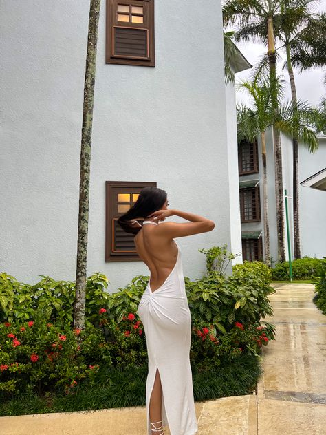 White maxi backless bodycon dress, white scrunch dress, backless white dress, open back dress, white halter maxi dresx White Dress Open Back, Backless White Dress, White Open Back Dress, Scrunch Dress, White Backless Dress, Backless Bodycon Dresses, Picnic Dress, Dress Open Back, Dress Backless